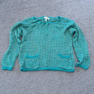 GREEN WITH GOLD THREAD SWEATER TOP